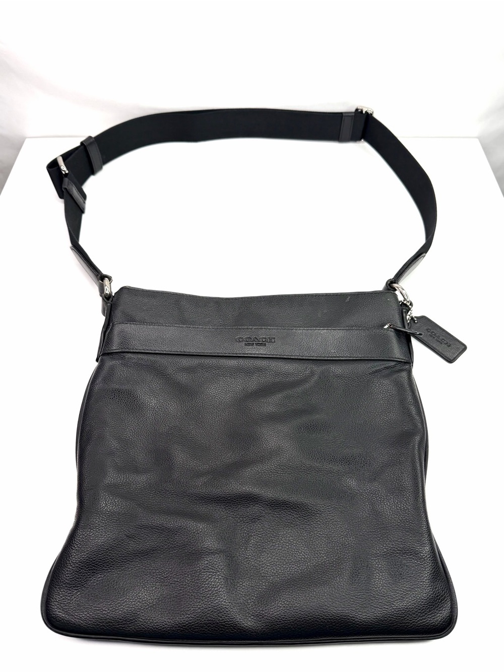 Coach Black Pebbled Leather Charles Crossbody F54780 Messenger Bag